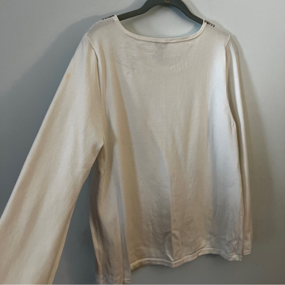 Chico's White Sweater with Silver Embellishments - Picture 7 of 9